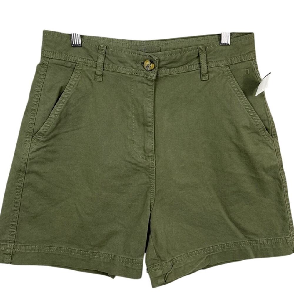 St. John's Bay Women's Cotton Chino Shorts 4" Inseam Olive Green Size 10 NWT